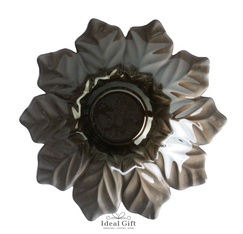 Villa Italia - Liść szary - lustrzany - Salaterka średnica 30 cm  