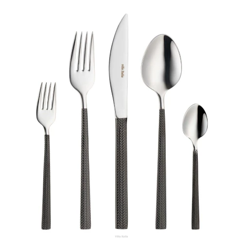 Sztućce Villa Italia - HERA BLACK - Zestaw sztućców na 12 osób 60 elementów