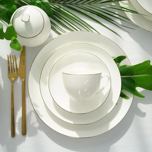 Porcelana Villa Italia - Boston Gold - Serwis obiadowy i kawowy dla 12 os.