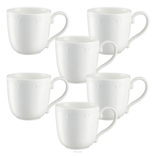 Porcelana Villa Italia -WHITE PRINCESS  - Zestaw kubków 300 ml 6 sztuk