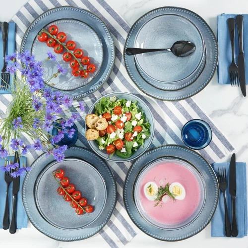 Porcelana Villa Italia -DENIM - Komplet talerzy ceramicznych na 12 osób 