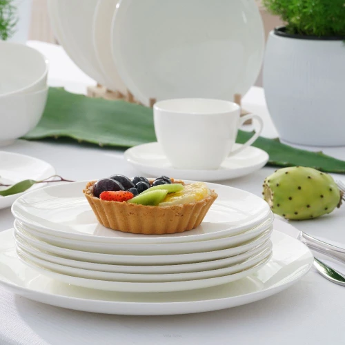 Porcelana Villa Italia - Boston White - Serwis obiadowy i do herbaty dla 12 os. 