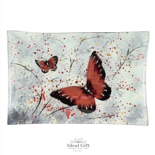 Villa Italia - PAPILON - Talerz do ciasta szklany kwadratowy 32 x 21 cm 