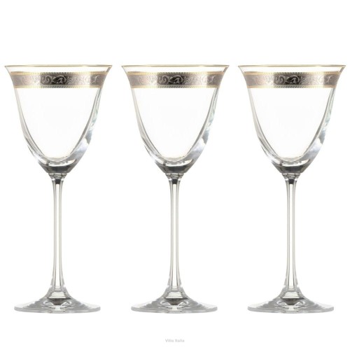 Kieliszki Villa Italia - Renesans - Zestaw kieliszków do wina białego złoty pasek Komplet 6 szt 200 ml 