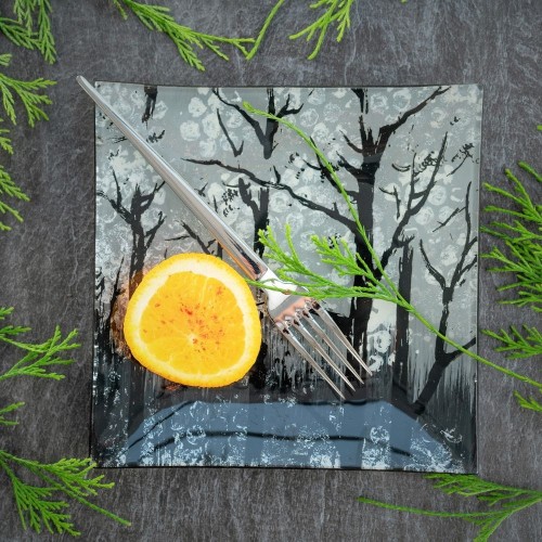 Villa Italia - INVERNO - Talerzyk deserowy szklany kwadratowy 19x19 cm