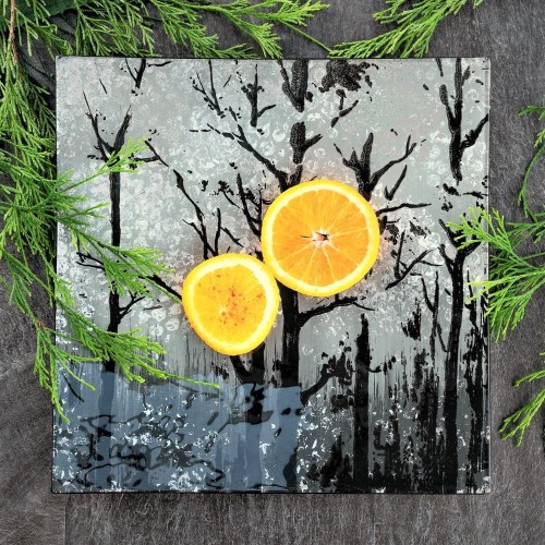 Villa Italia - INVERNO - Talerz do ciasta szklany kwadratowy 28x28 cm