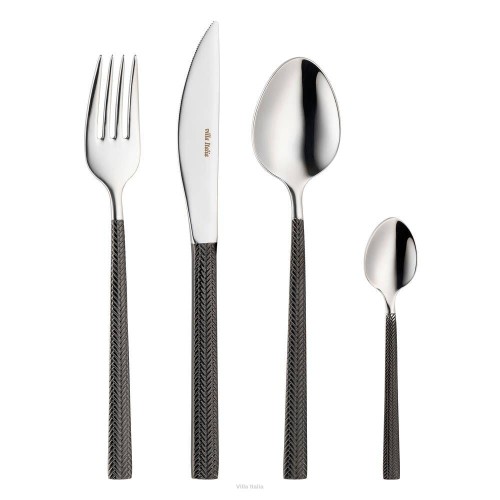 Sztućce Villa Italia - HERA BLACK - Zestaw sztućców na 6 osób 24 elementy 