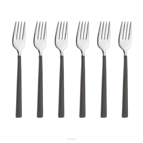 Sztućce Villa Italia - HERA BLACK - Komplet 6 widelczyków do ciasta 