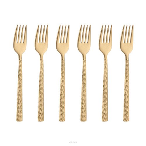 Sztućce Villa Italia - HERA VINTAGE GOLD - Komplet 6 widelczyków do ciasta  