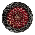 Villa Italia - Robusta czarno-czerwony talerz do ciasta 28 cm