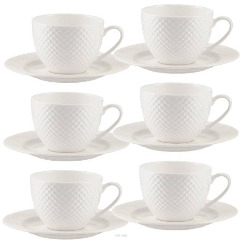 Porcelana Villa Italia - Bari White - Komplet 6 filiżanek do kawy lub herbaty