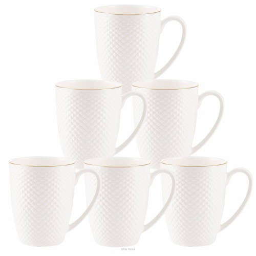 Porcelana Villa Italia - Bari Gold - Zestaw kubków porcelanowych 350 ml 6 sztuk 