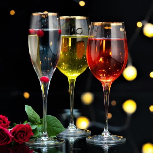 Kieliszki Villa Italia - Monalisa - komplet 18 kieliszków ze złotem 