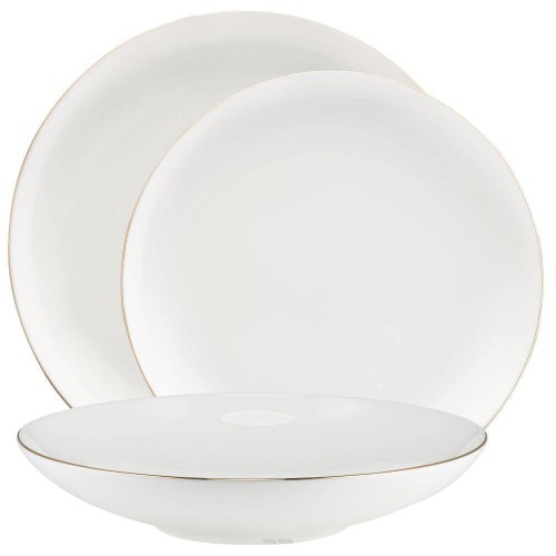Porcelana Villa Italia - Boston Gold - Serwis obiadowy / Komplet talerzy na 12 osób