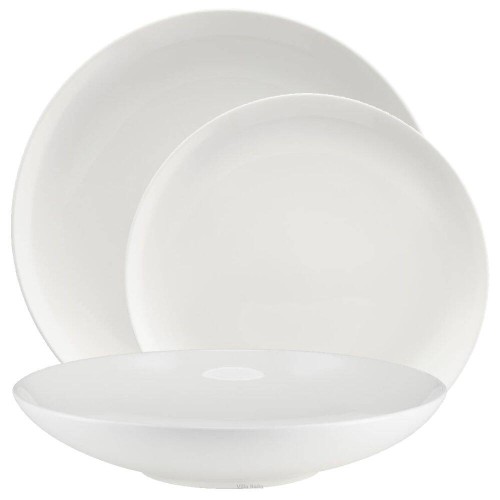 Porcelana Villa Italia - Boston White - Serwis obiadowy na 12 osób Komplet talerzy