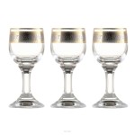 Kieliszki Villa Italia - Renesans - Zestaw kieliszków do wódki złoty pasek Komplet 6 sztuk 35 ml 